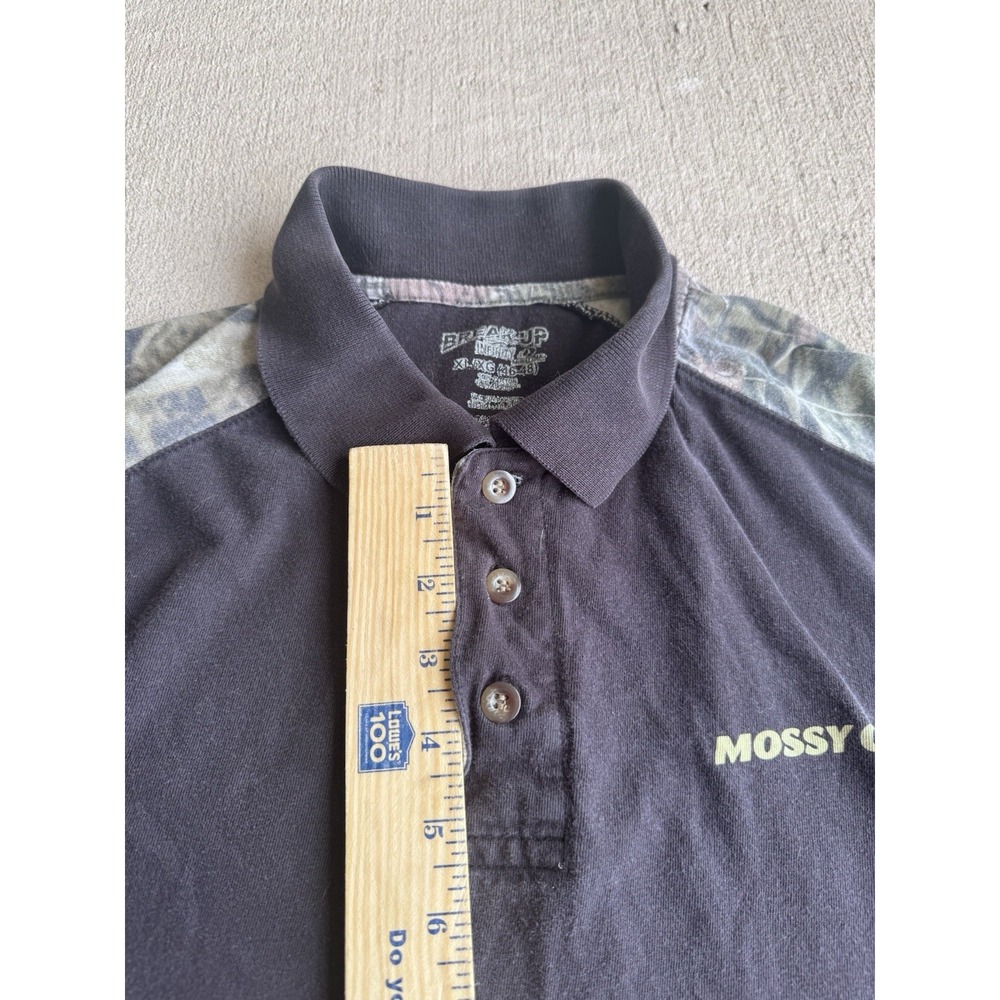 Mossy Oak Shirt Mens Extra Large Break Up Polo Black Camo Short Sleeve Hunting - Picture 8 of 10